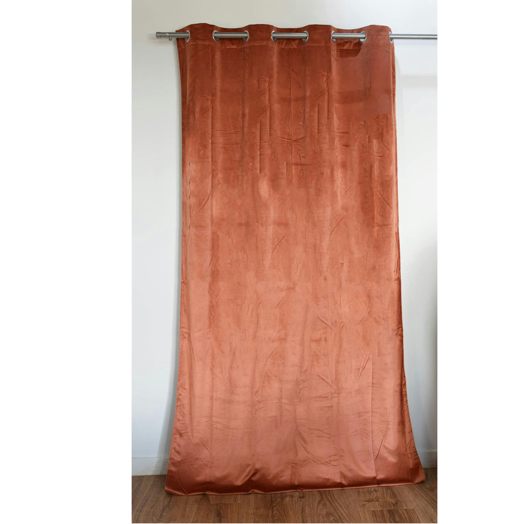 - Rideau en velours occultant polyester terracotta 140x260 cm