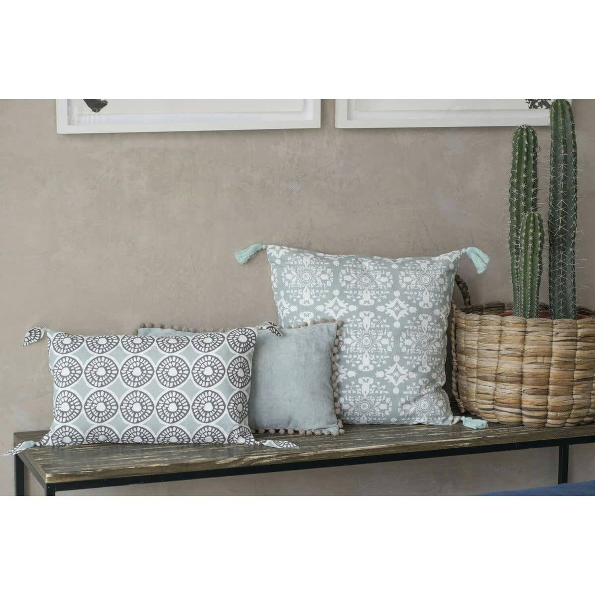 BOUBOU - Housse de coussin coton  50x30 vert céladon