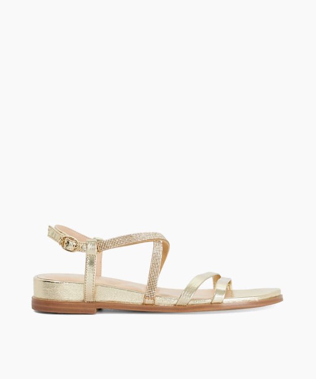 Lexia Gold - Flat Strappy Sandals