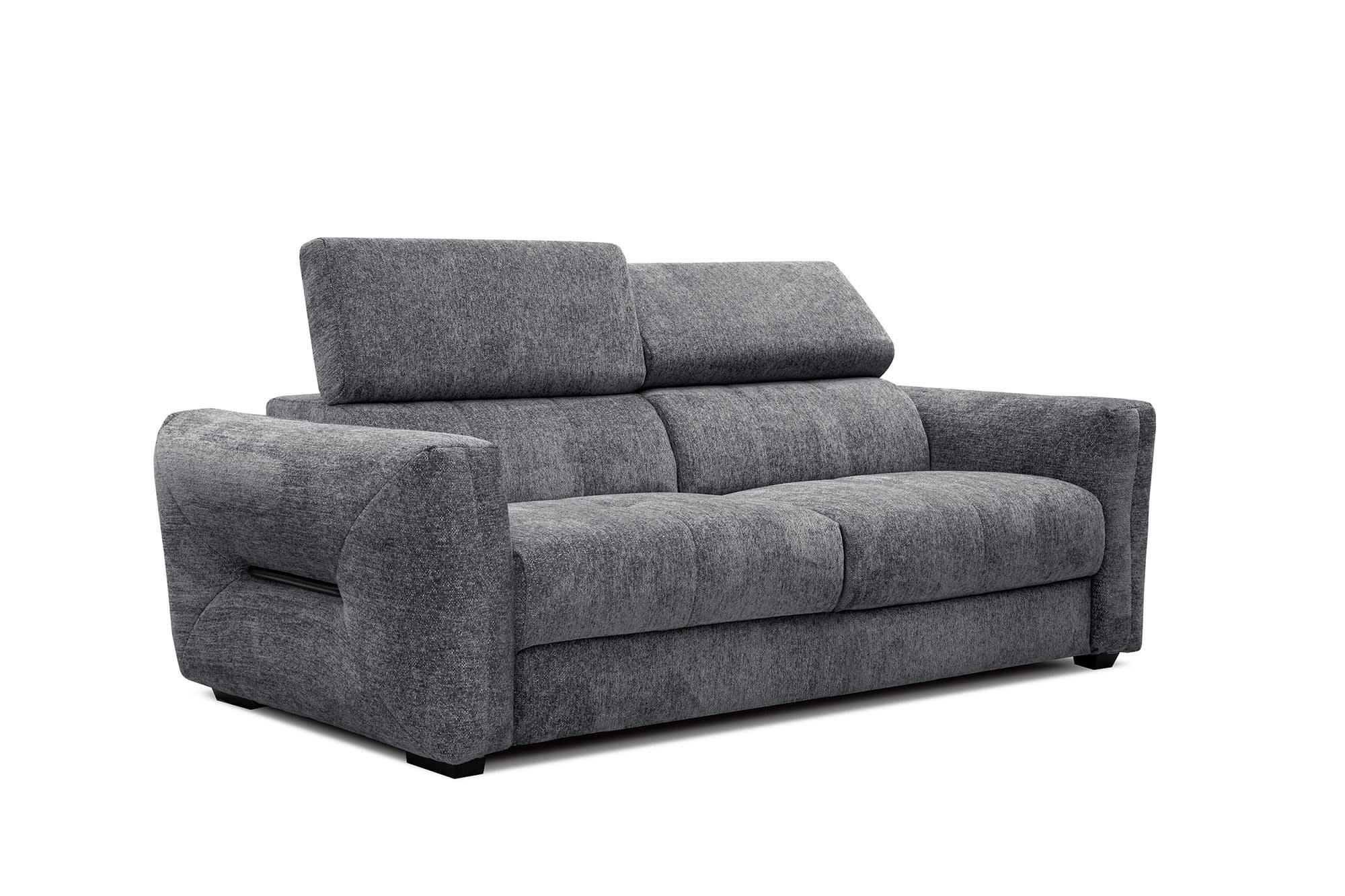 CALVERA - Canapé droit 3 places XXL tissu gris foncé