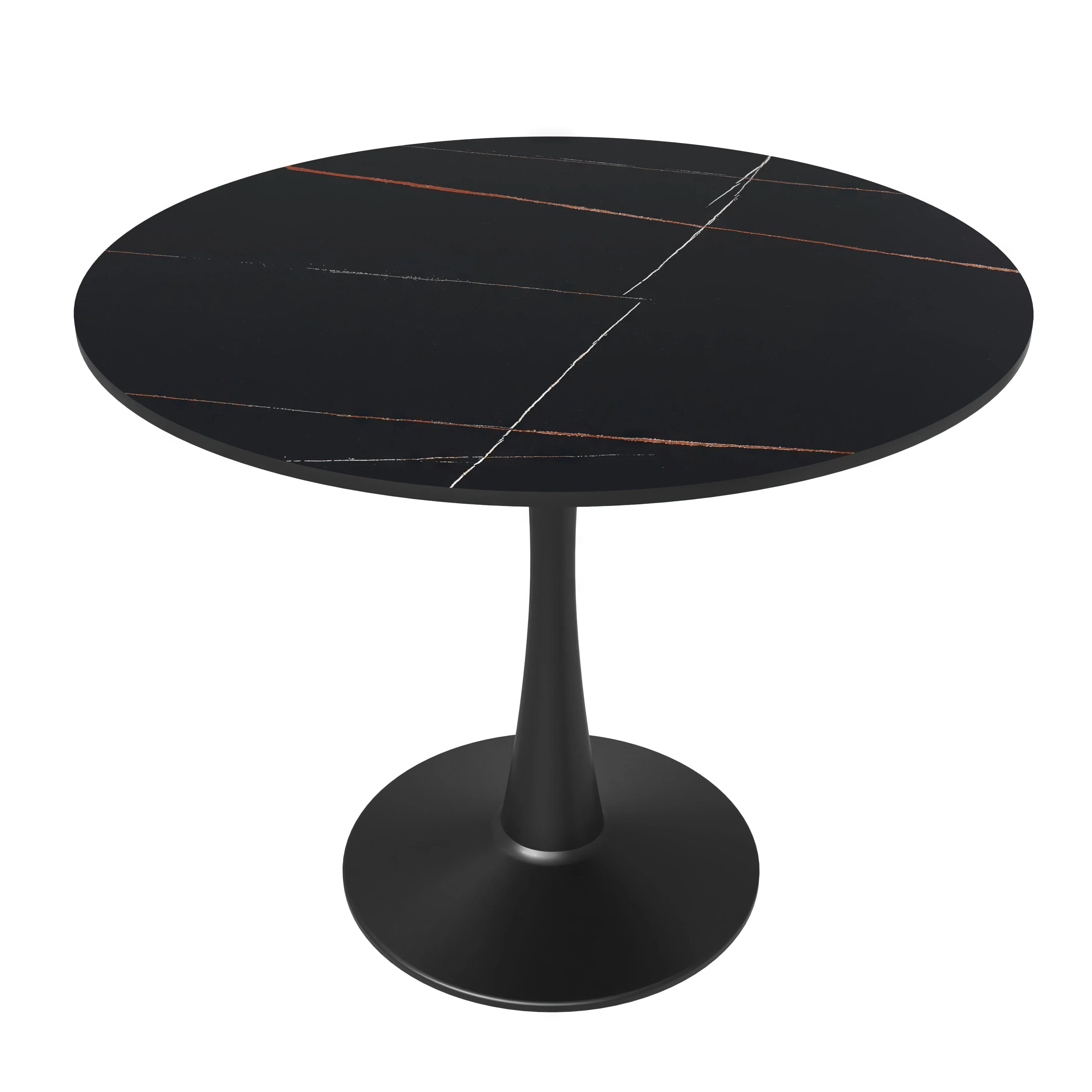 Bristol 35 Round Dining Table for 4 with Sintered Stone Tabletop in Black Base for Kitchen & Dining Room