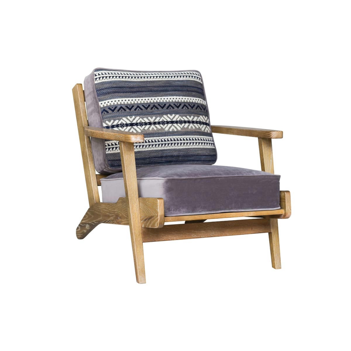 ALESIA - Fauteuil vintage lounge en velours et tissu jacquard A motifs