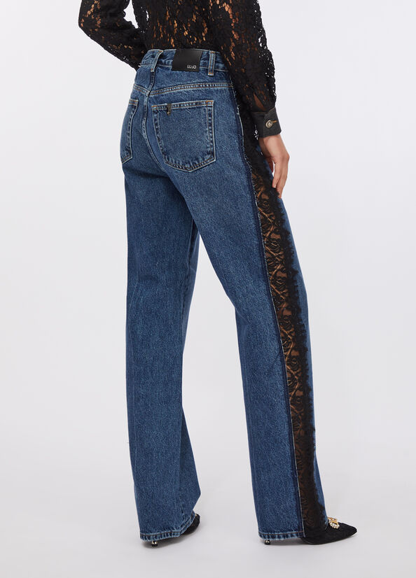 Jeans straight con pizzo