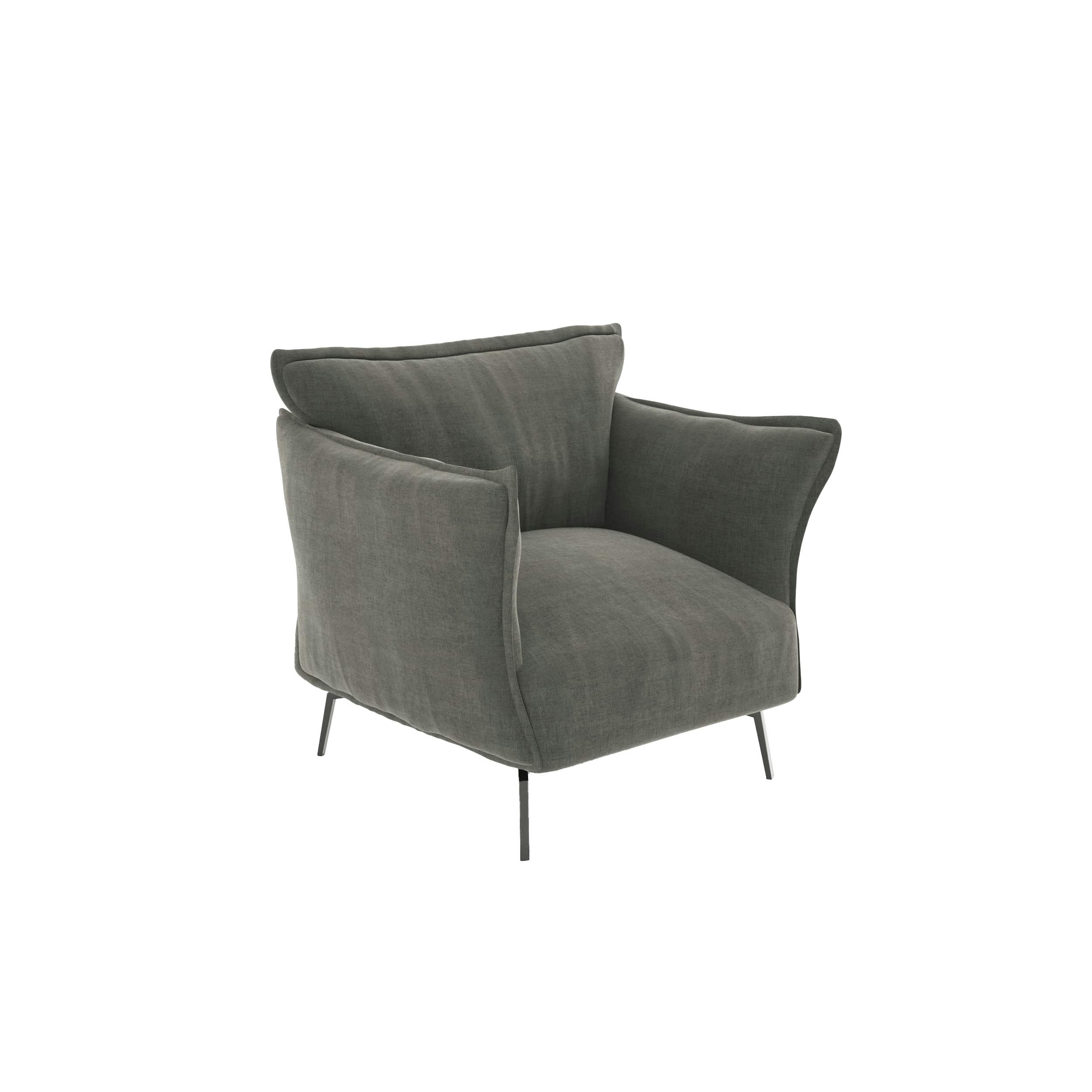 LENNY - Fauteuil velours gris graphite