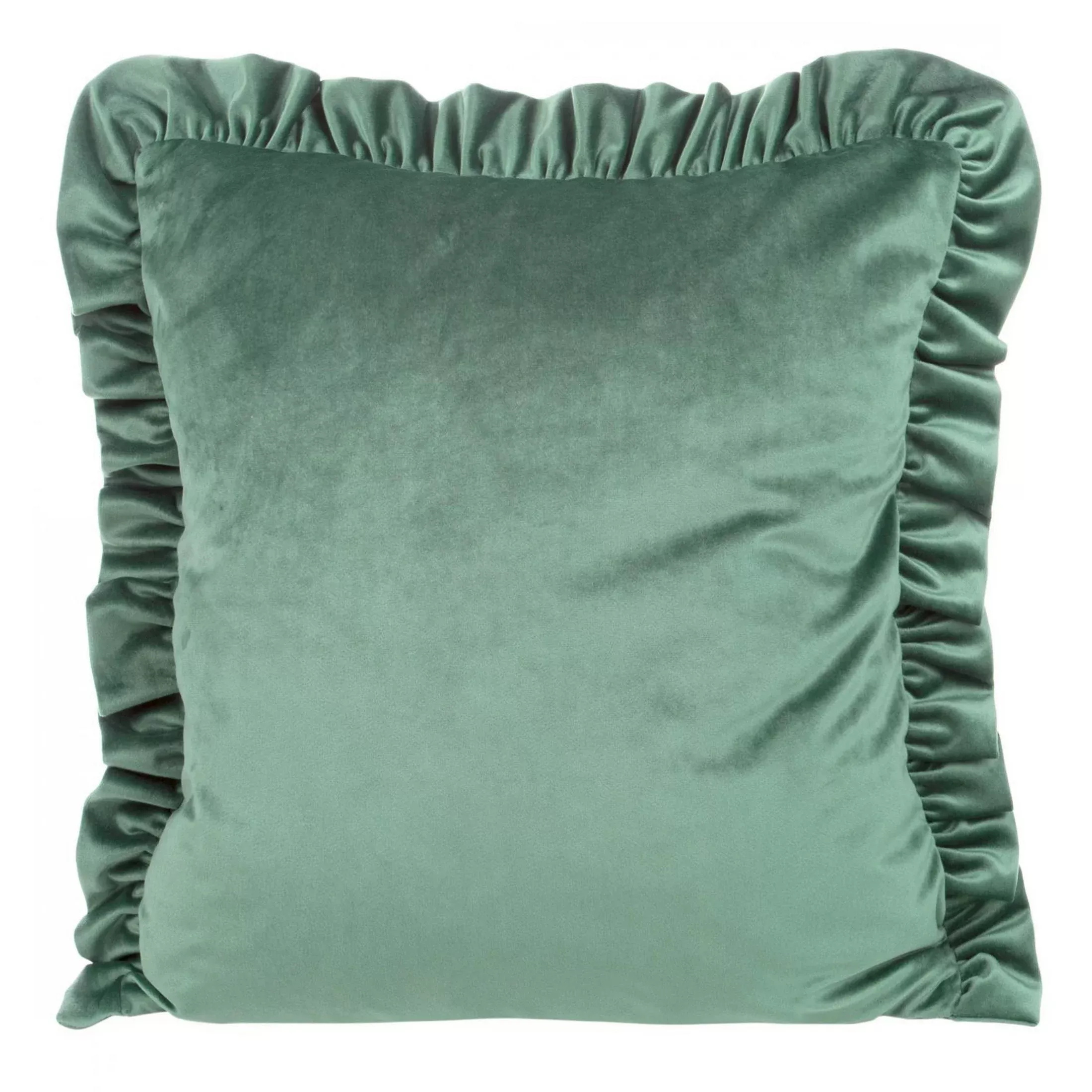 Poszewka na poduszkę 45x45 cm welwetowa kolor miętowy zdobiona na brzegach falbanami VELVET 25 Eurofirany Premium