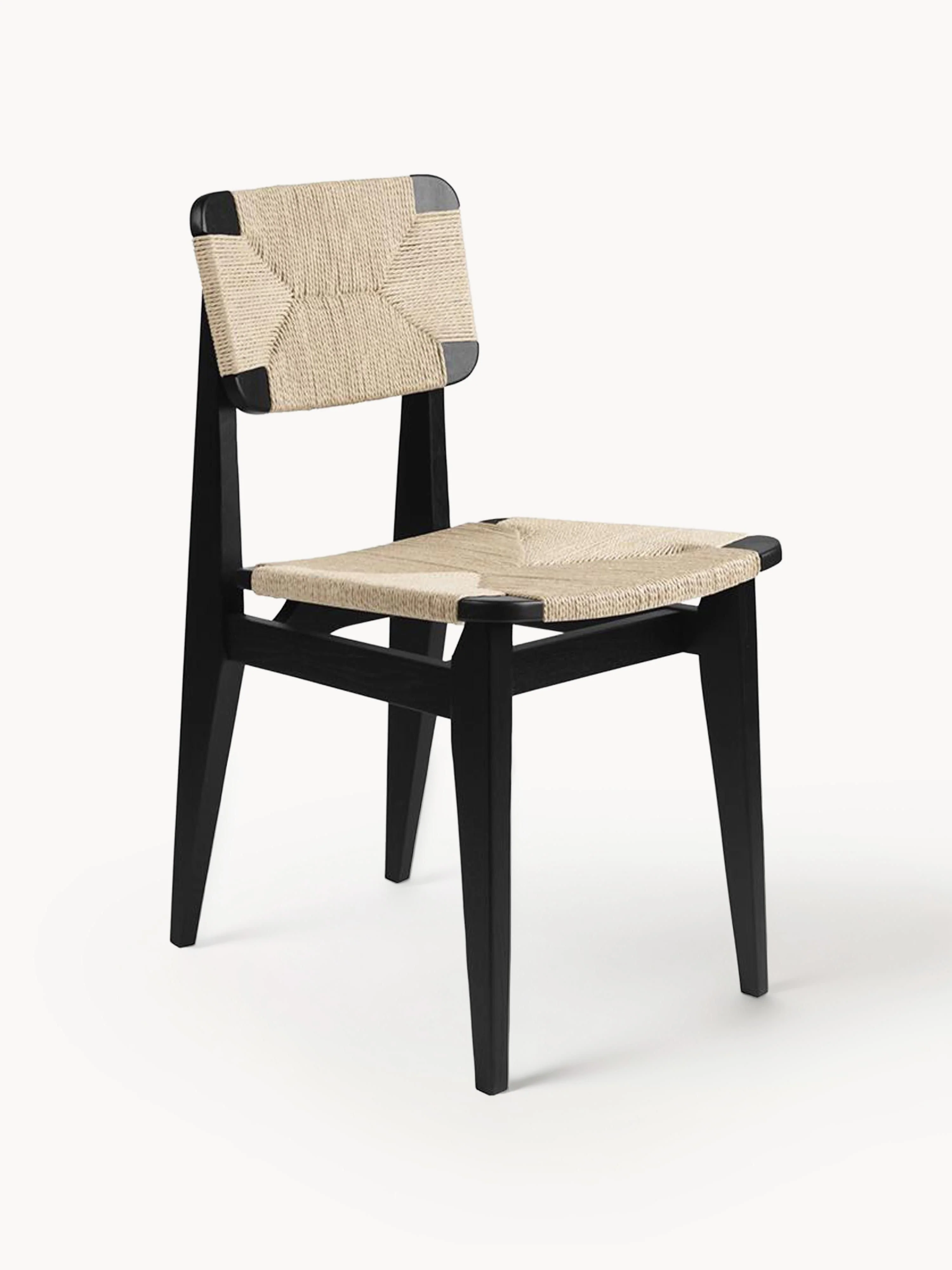 Holzstuhl C-Chair aus Eichenholz mit geflochtener Sitzfläche