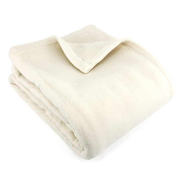 Couverture polaire 180x220 cm 100% Polyester 350g/m2 TEDDY Blanc Naturel