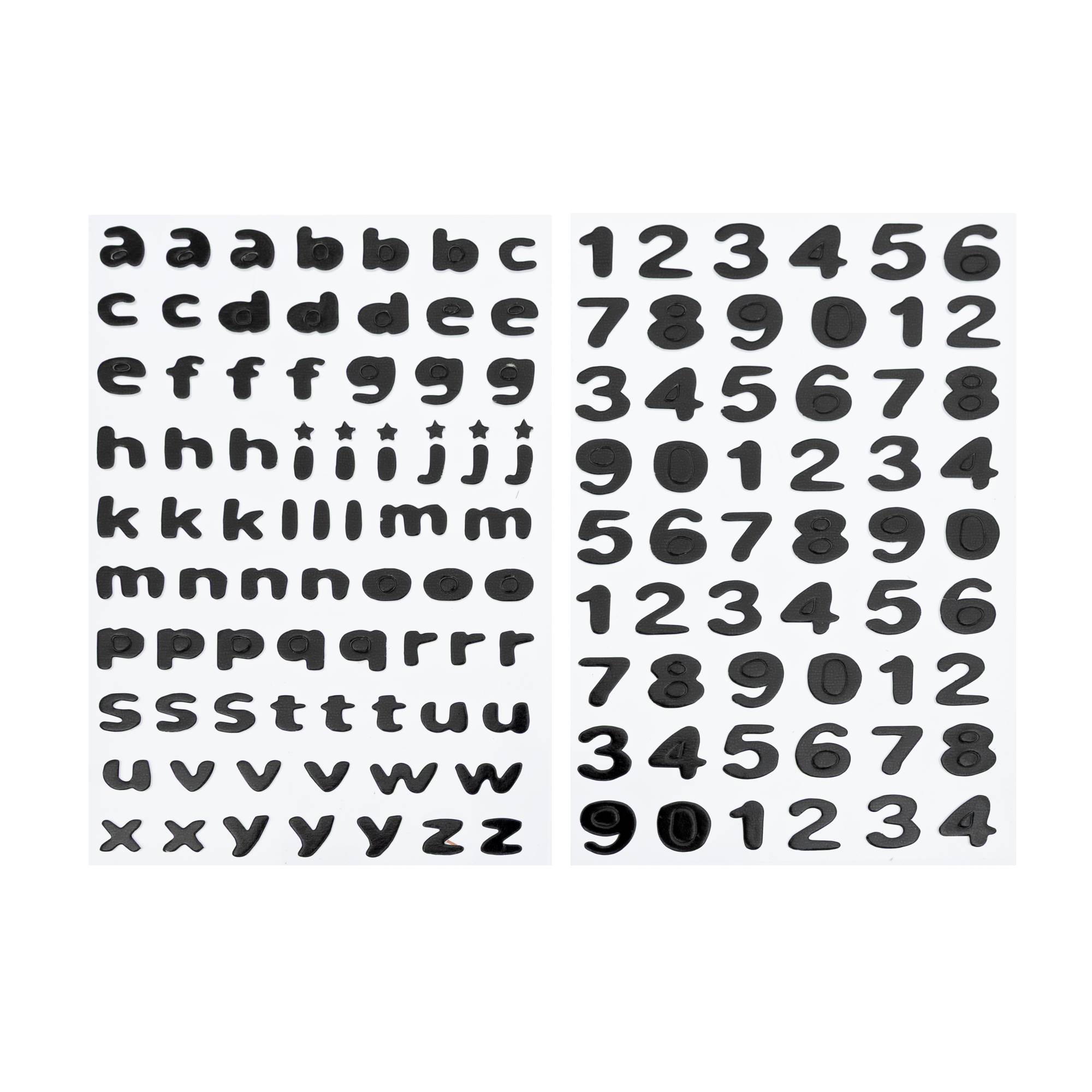 Black Puffy Lowercase Alphabet Stickers 128 Pieces