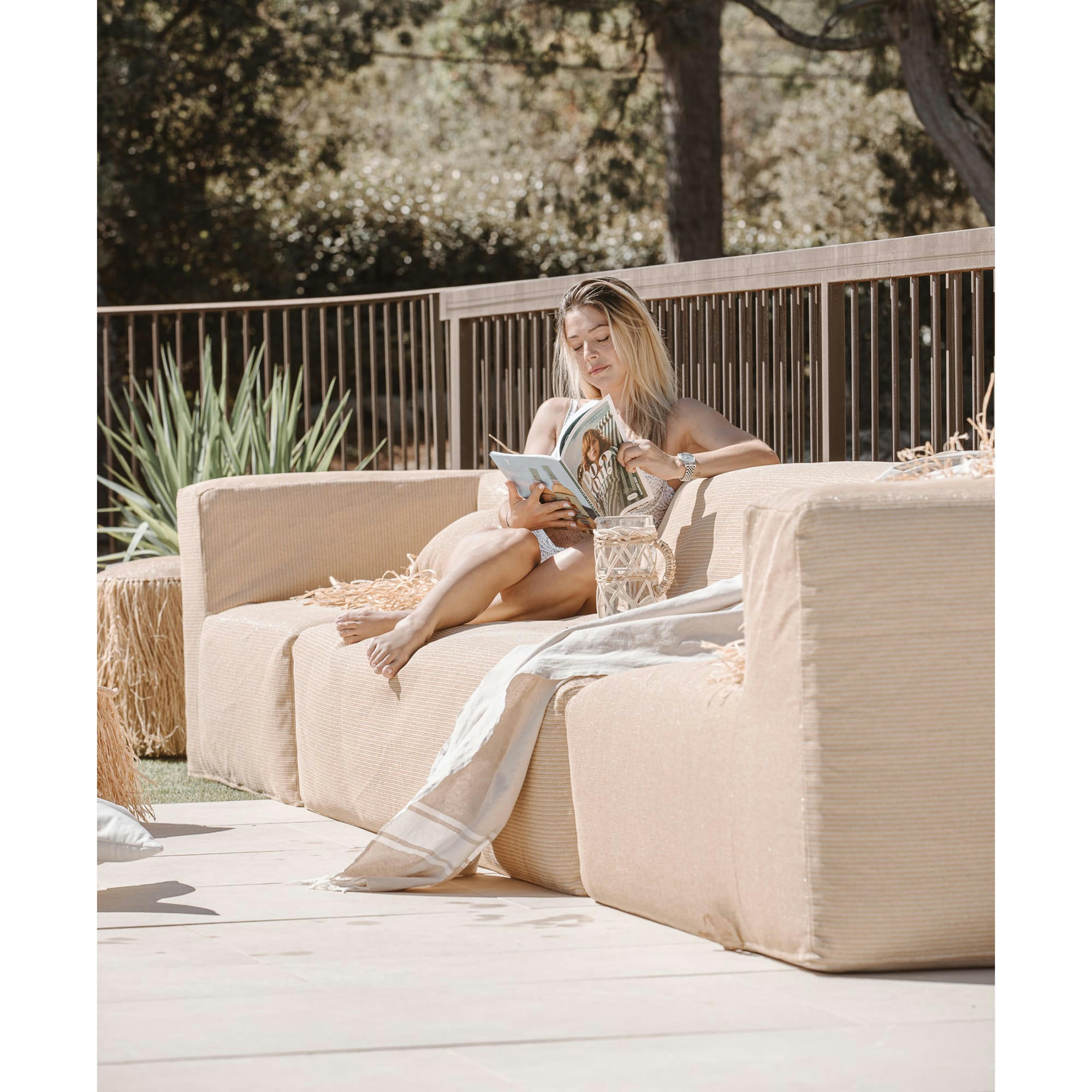 - Housse Raphia pour canapé - Taille 3 places - Extérieur