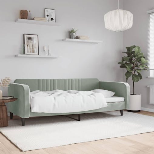 NNEVL Day Bed Light Grey 90x190 cm Velvet