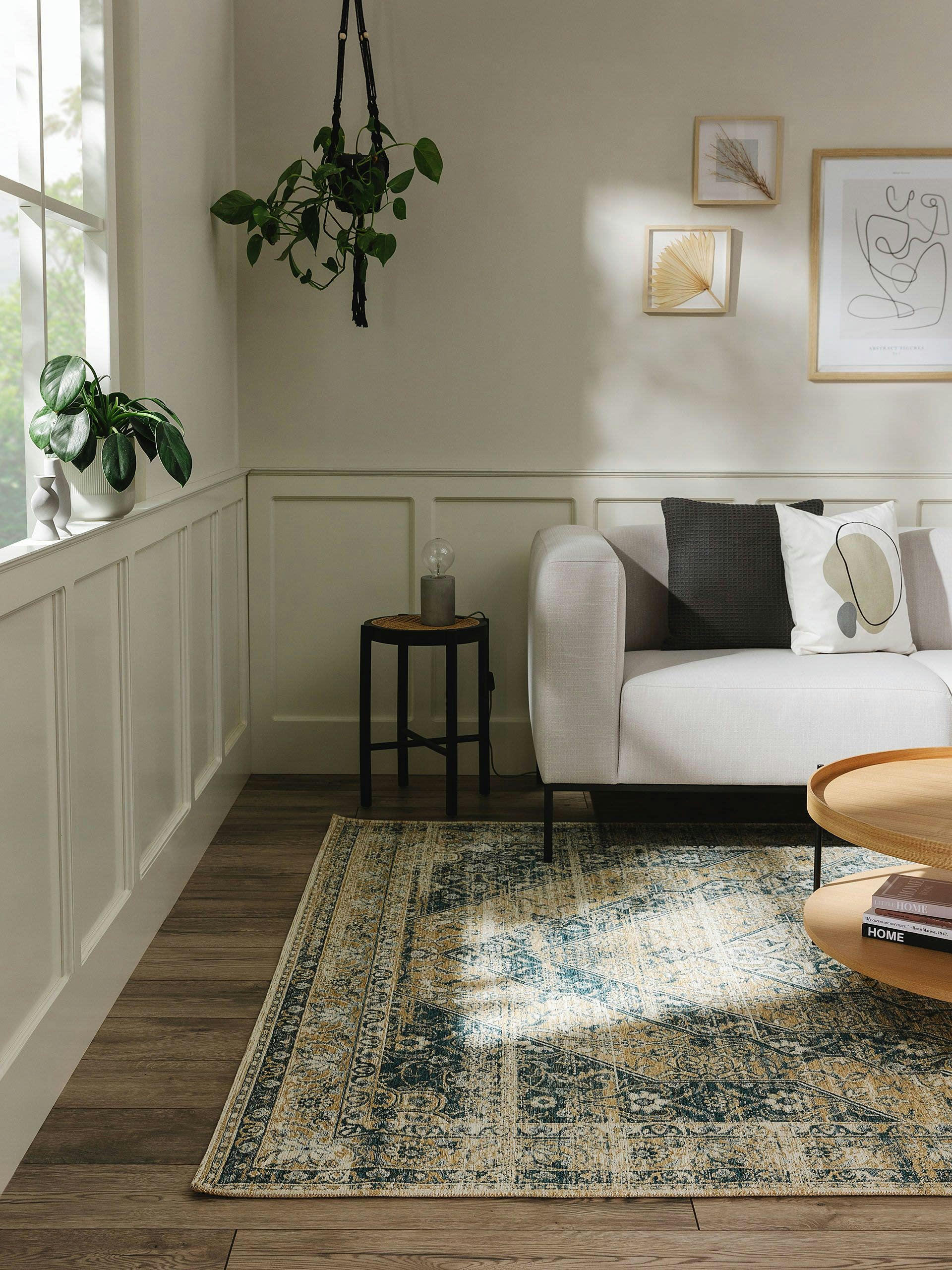 FRENCIE - Tapis tissé à plat bleu 120x180