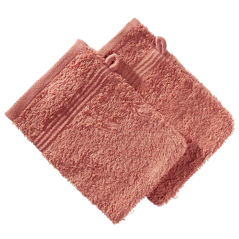 Gant de toilette x2 coton rouge 16x21cm