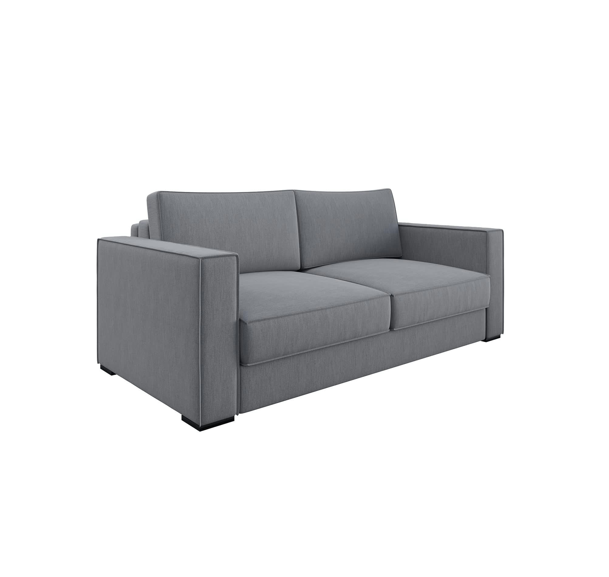 LEXY - Canapé convertible matelas tissu tramé gris clair 140cm