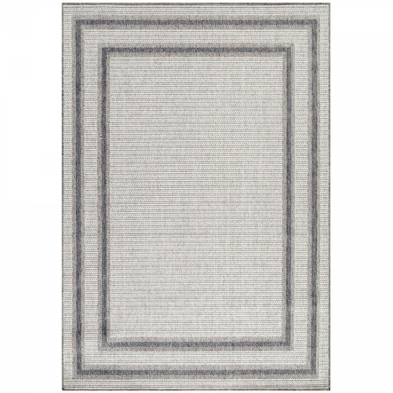 TOPO - Tapis extérieur tissé plat greige et gris 200x290cm