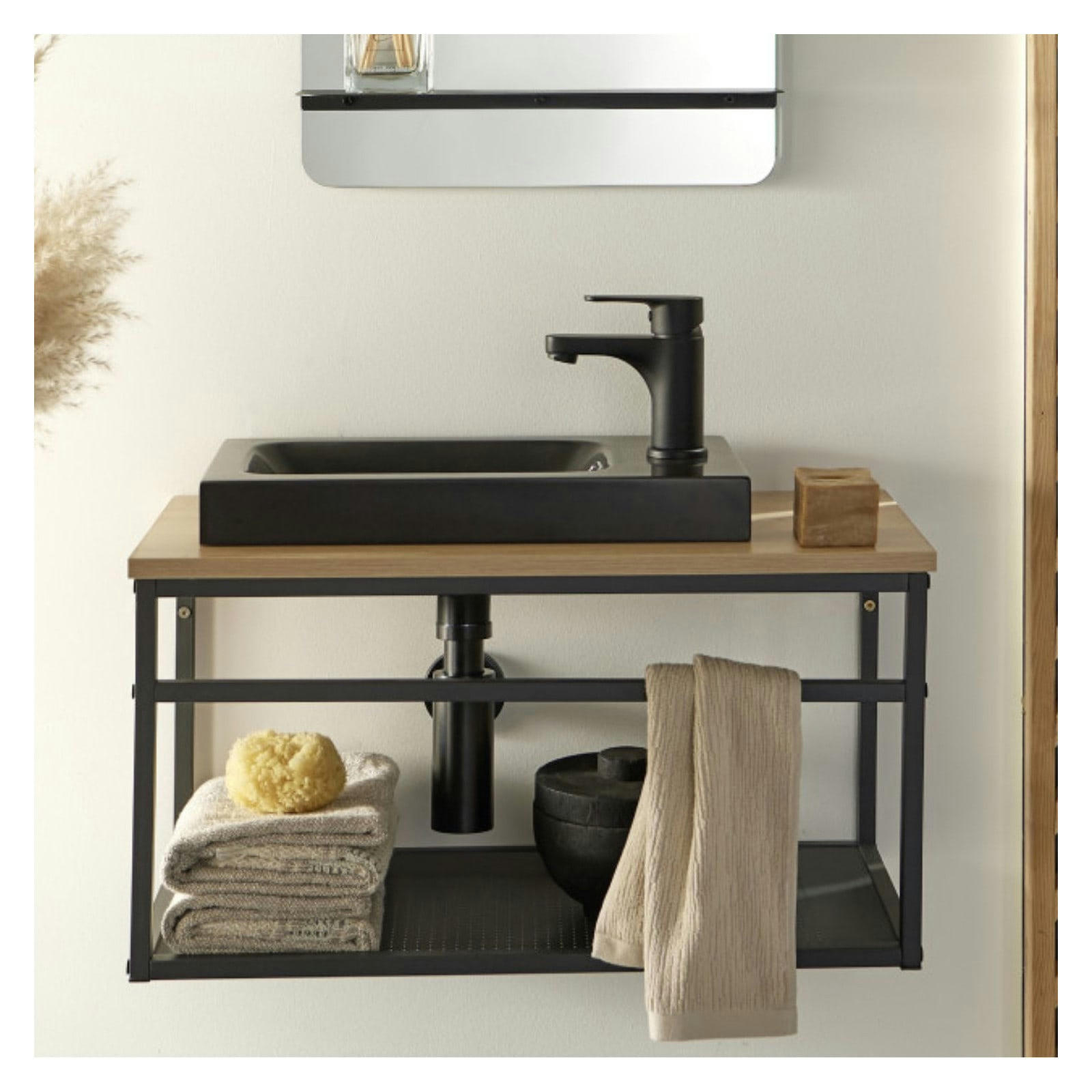 WILO - Meuble lave-mains  vasque noire