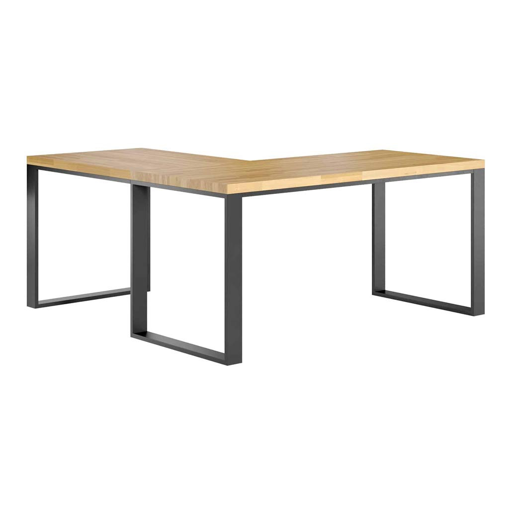 Narożne biurko loftowe z dębowym blatem 180x70 cm