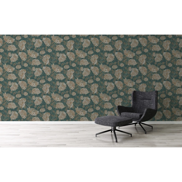 Vliestapete, BxL: 53 x 1005 cm, grün/goldfarben