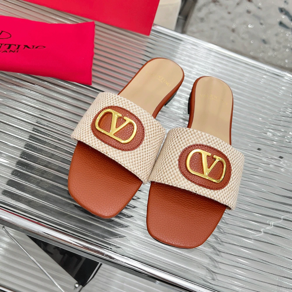 Valentino embellished textured-leather and canvas slides