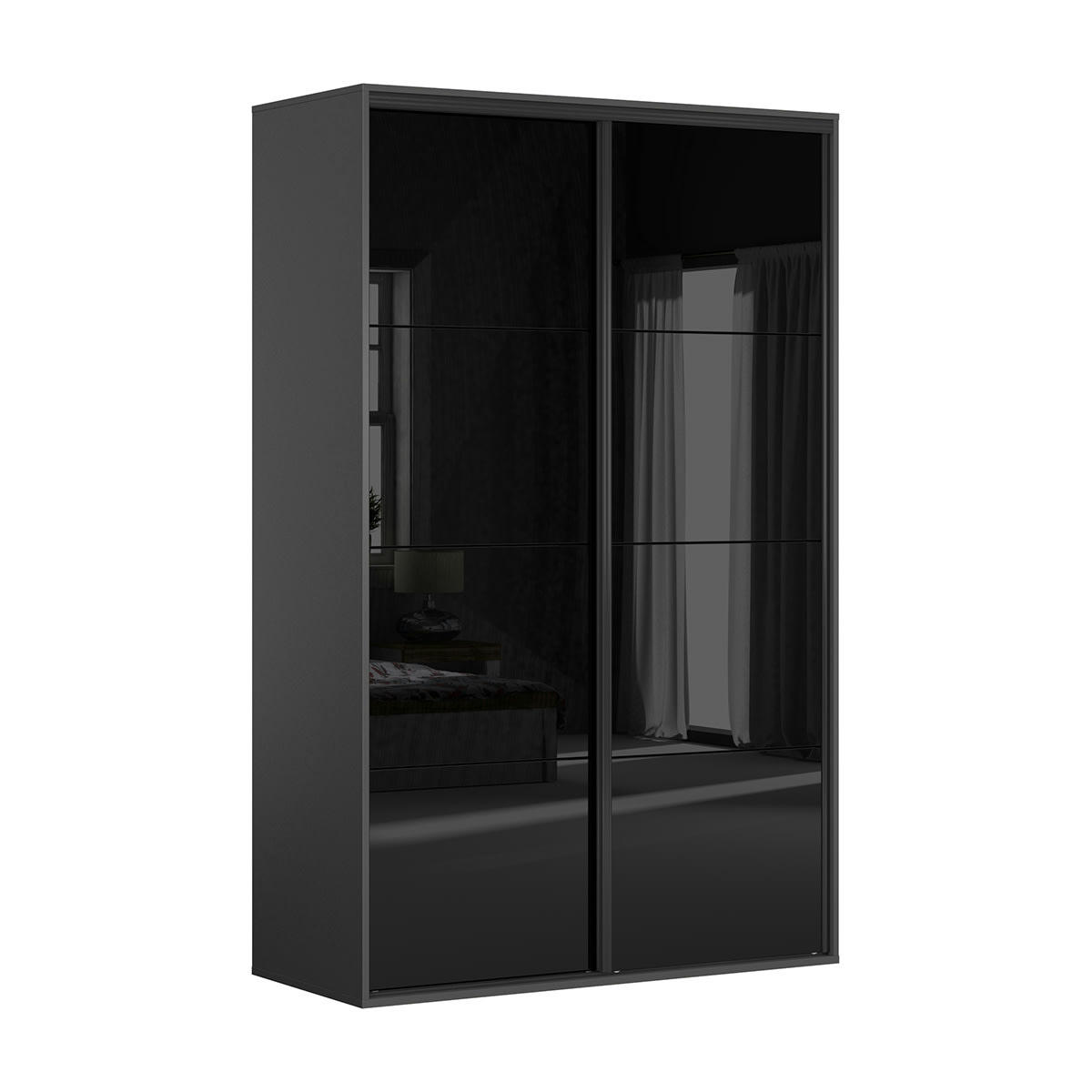 - Armoire 2 portes L150 x H240 cm stratifiés noir