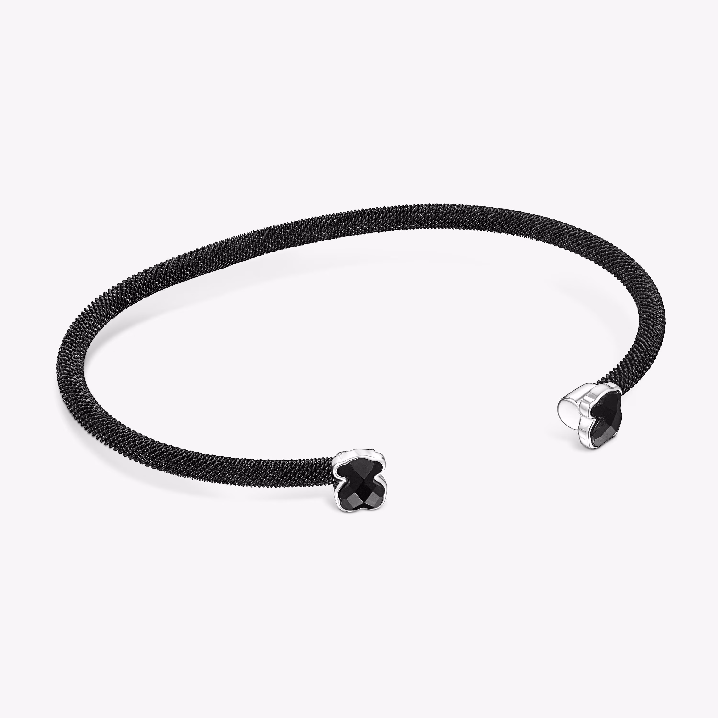 Pulsera estrecha de acero IP negro y ónix Mesh Color