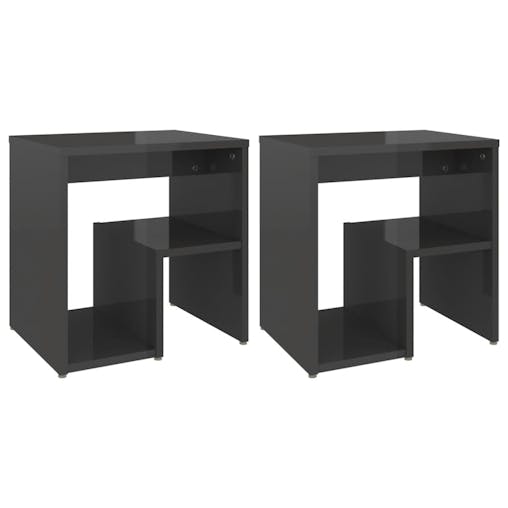 NNEVL Bed Cabinets 2 pcs High Gloss Grey 40x30x40 cm Chipboard