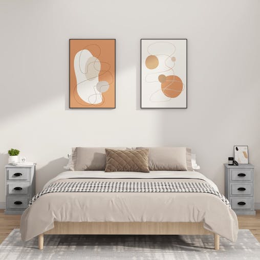 NNEVL Bedside Cabinet Concrete Grey 39x39x67 cm Engineered Wood