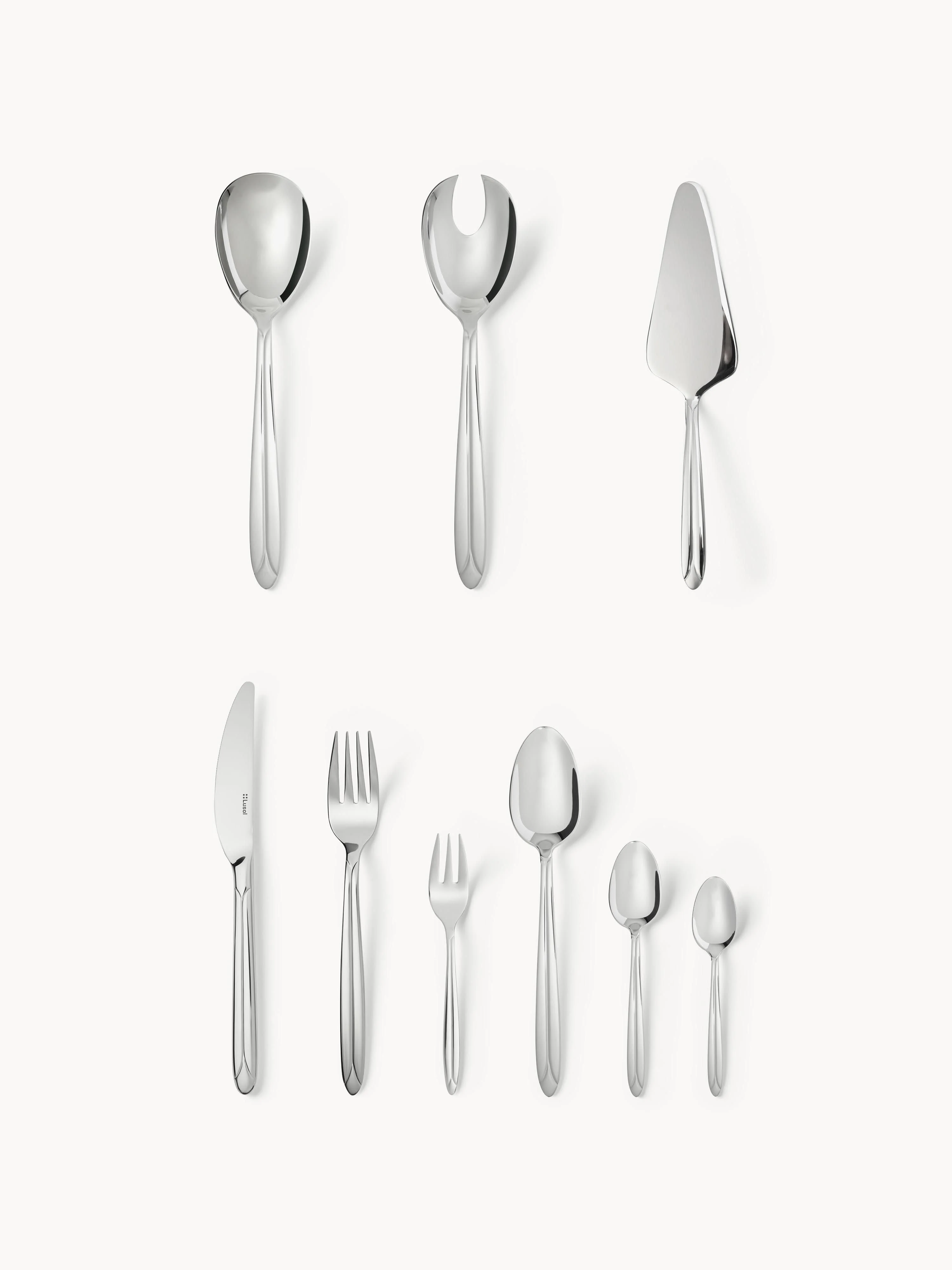Hochglanzpoliertes Besteck-Set Orchid, 12 Personen, 70er-Set