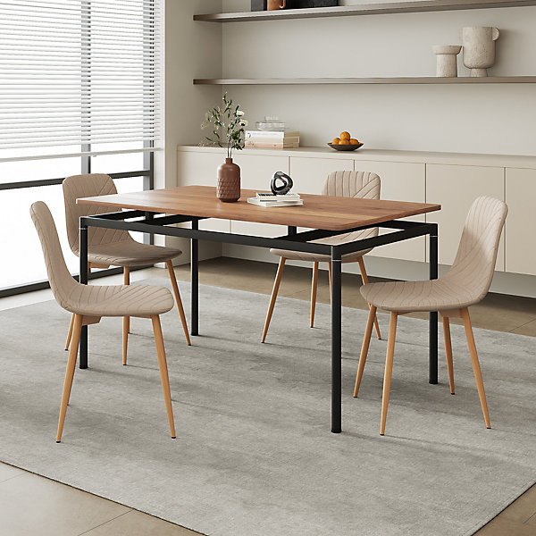 Ensemble de salle à manger Hemnes pour 4 personnes marron clair en.casa
