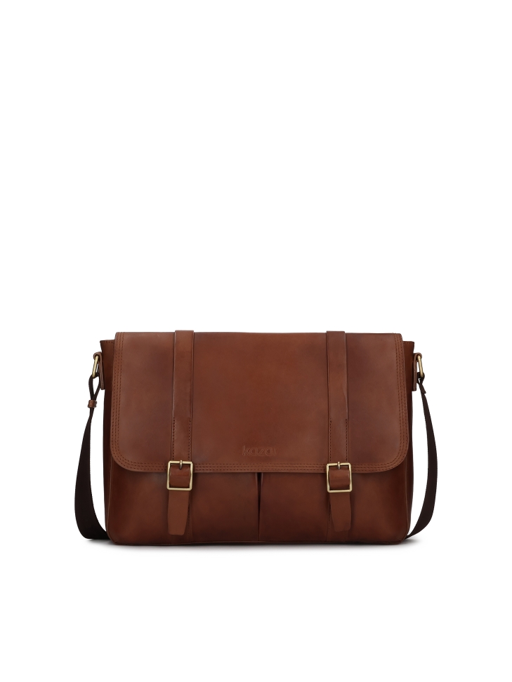 Brown shoulder bag with laptop pocket