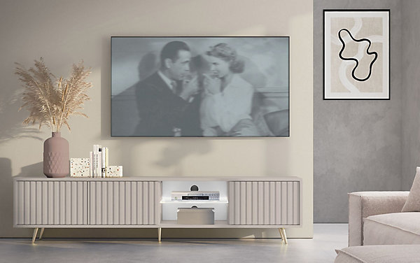 Meuble TV 175 cm taupe facades a lamelles BELLO