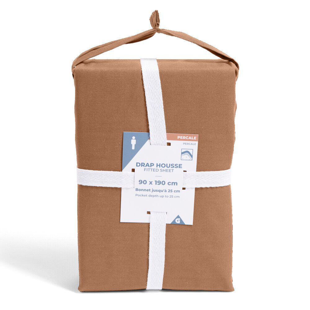Drap housse 90x190cm 100% coton percale rouge