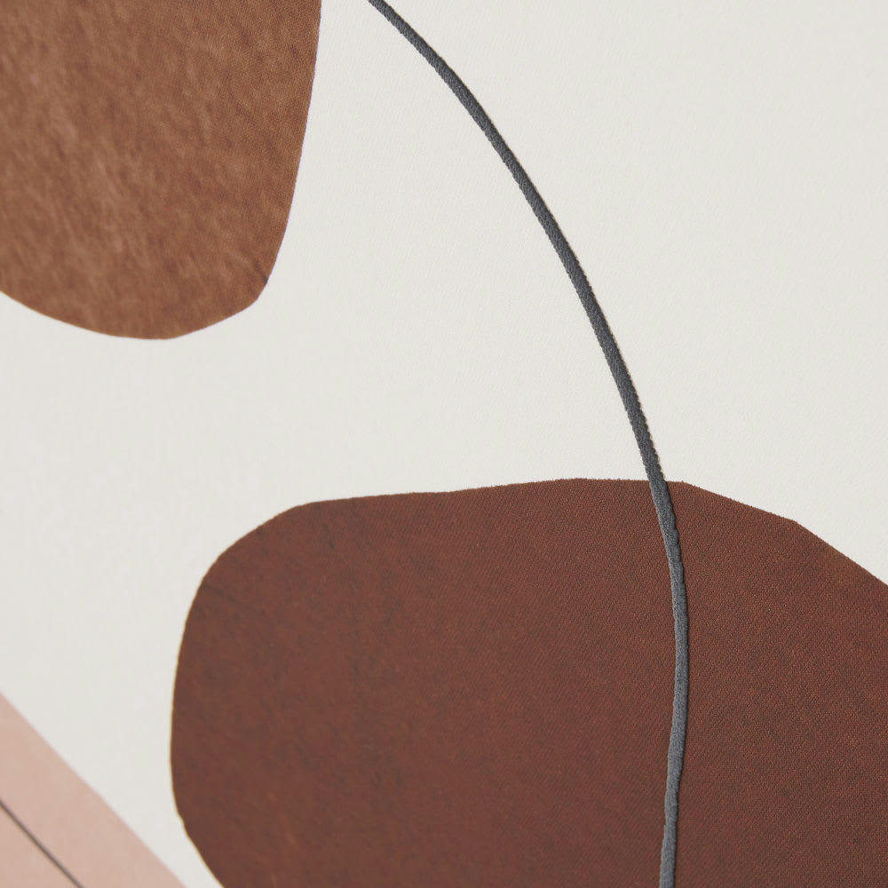 OURIKA - Toile imprimée beige, marron et vieux rose 100x100