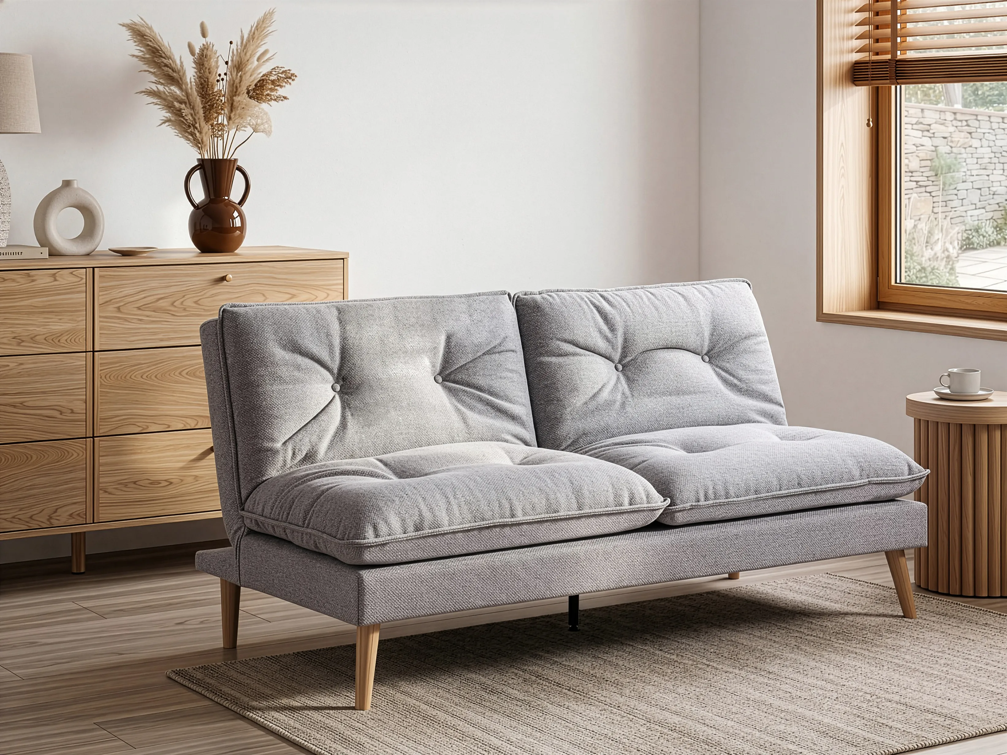 Sofa Bed 3 Seater YILA Fabric Grey