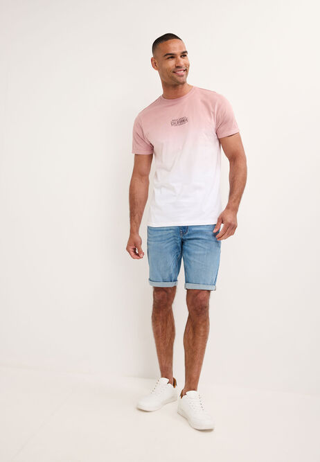 Mens Pink Cotton Dip Dye T-Shirt