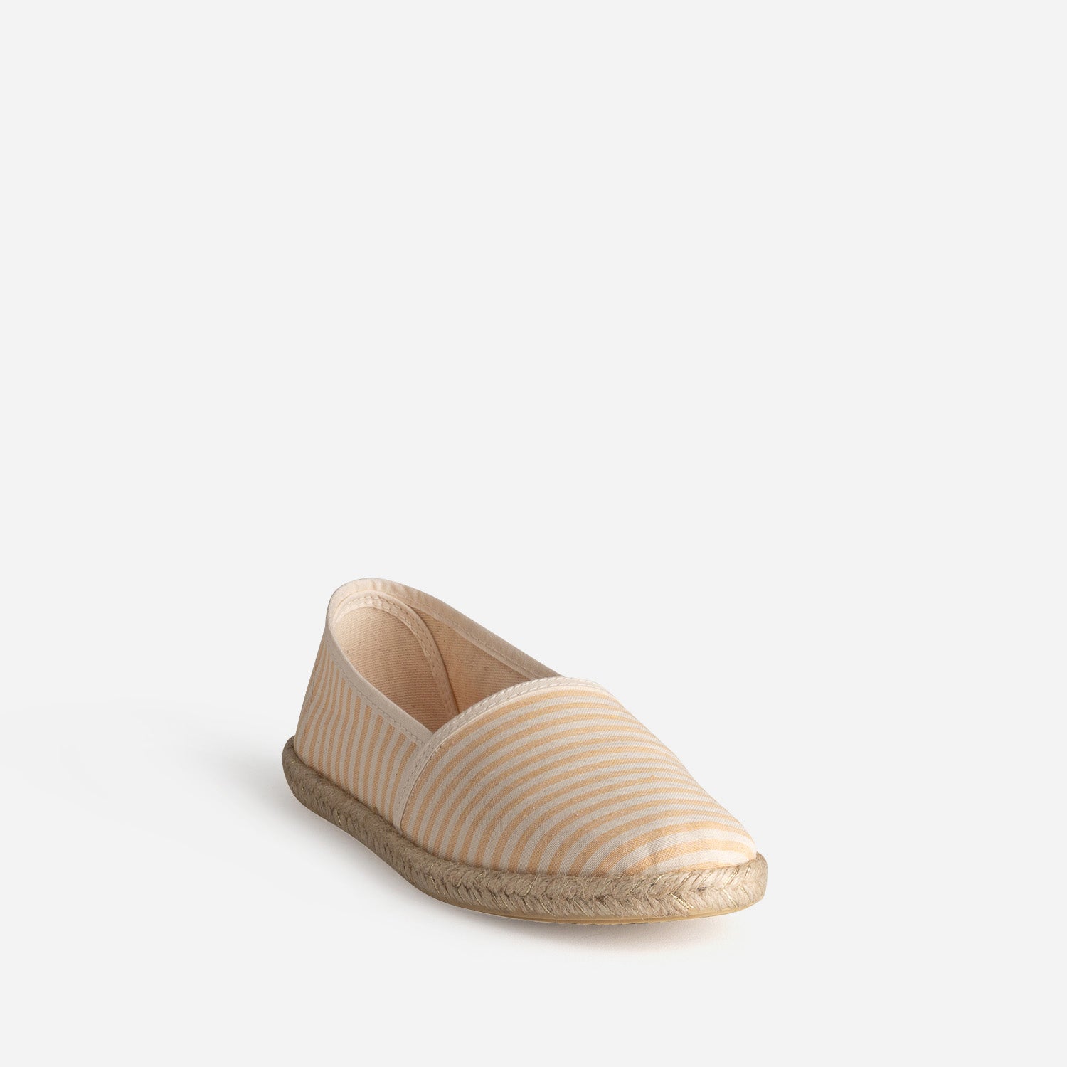 Espadrille beige toile rayée jaune