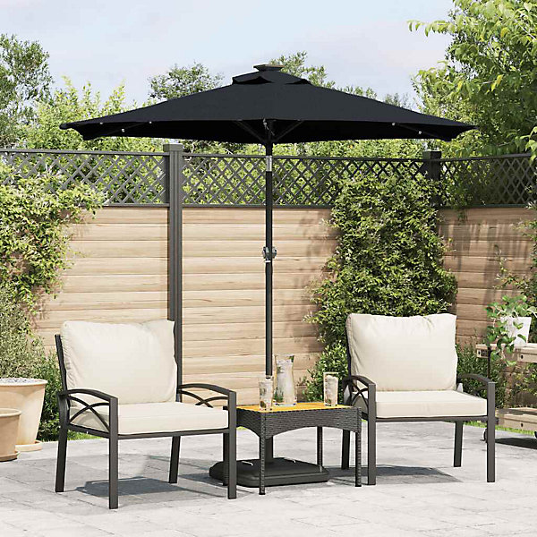 Parasol de jardin avec LED mât en acier noir 225x225x212 cm vidaXL