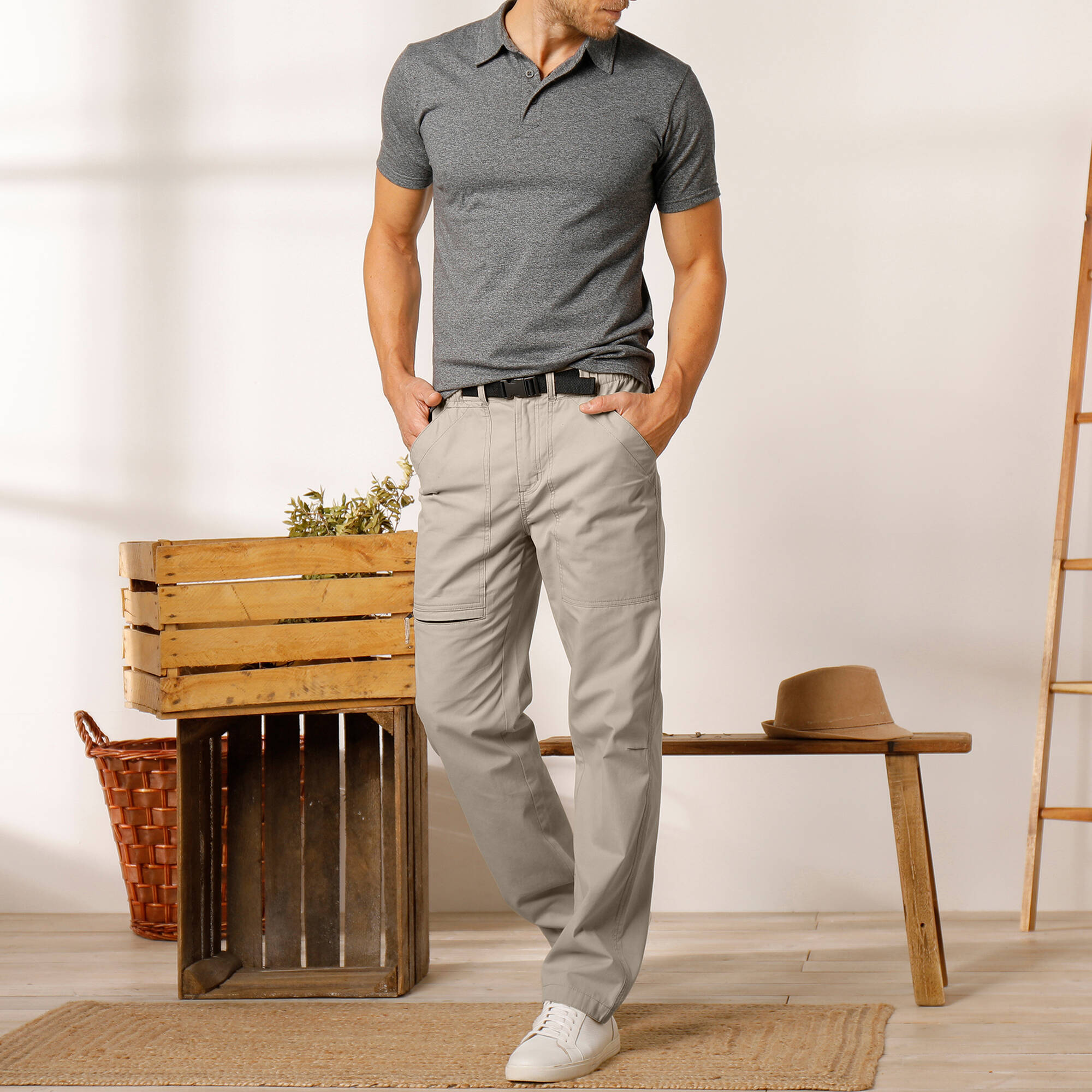 Pantalon 3/4 élastiqué   ceinture assortie