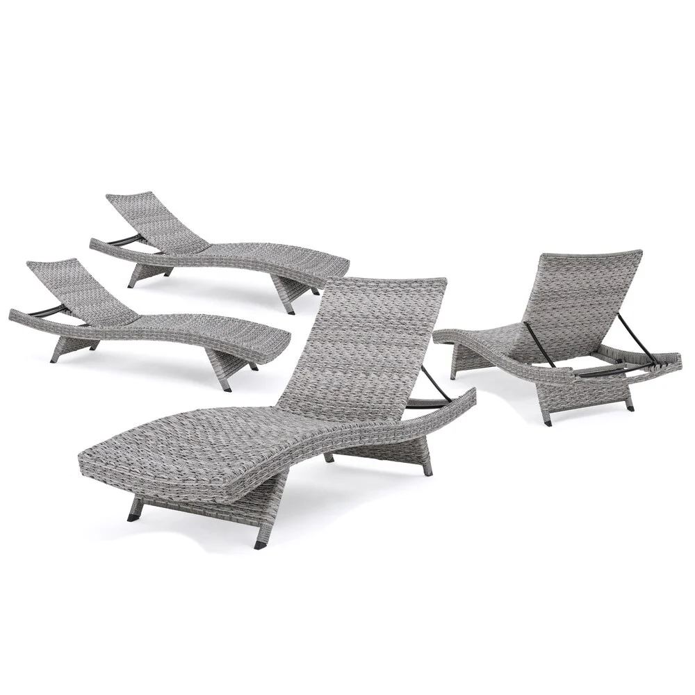 Crete Outdoor Wicker/Aluminum Chaise Lounge (Set of 4) by Christopher Knight Home