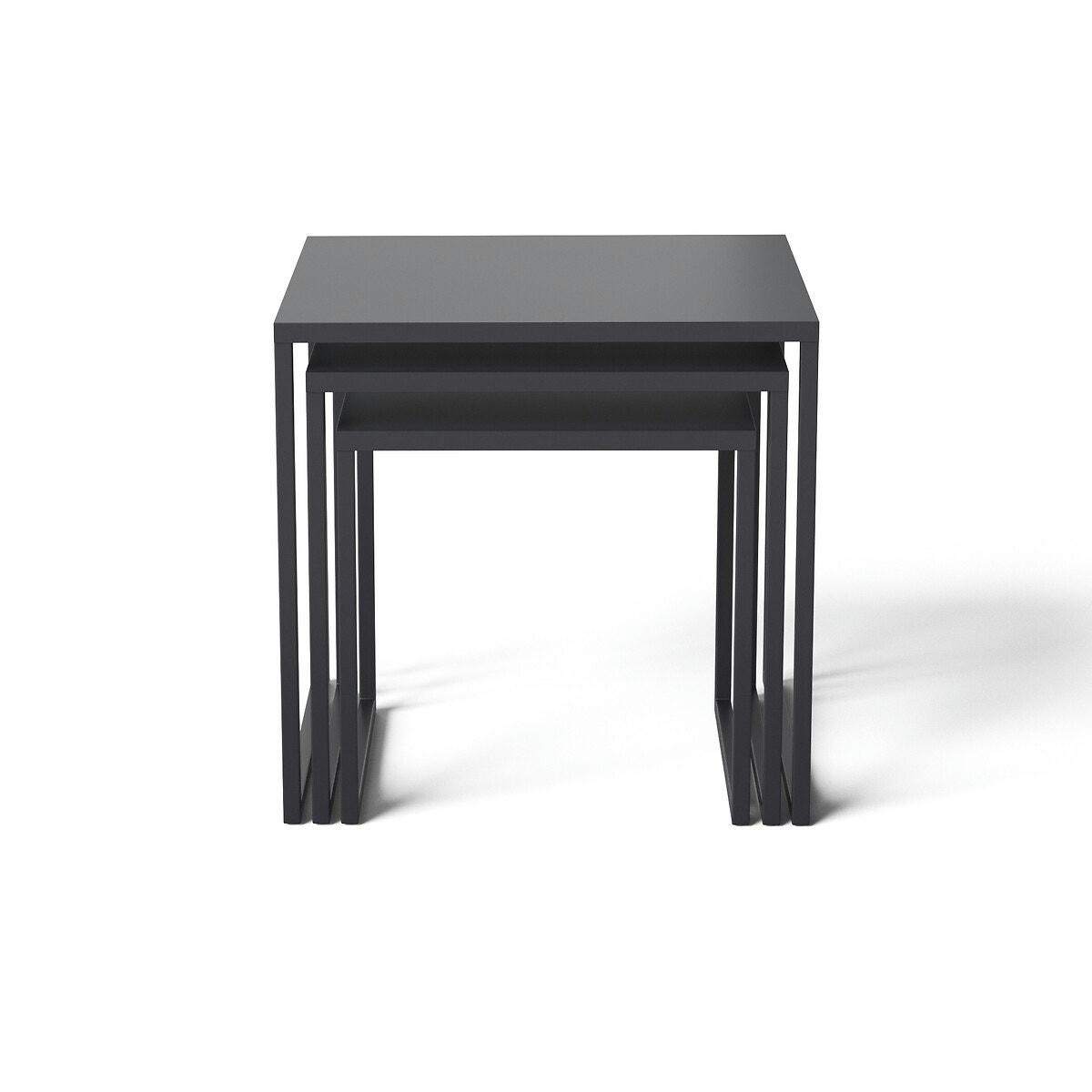 Lot de 3 tables basses gigognes en acier, Hiba