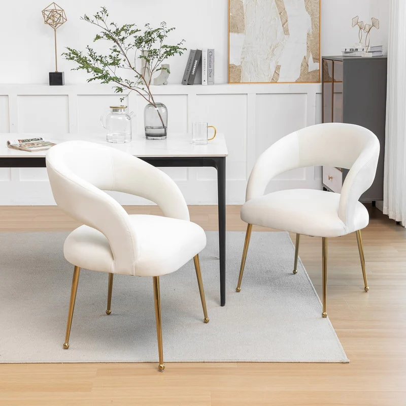 SEYNAR Mid Century Modern Velvet Upolstered Open-Back Dining Chair Set of 2