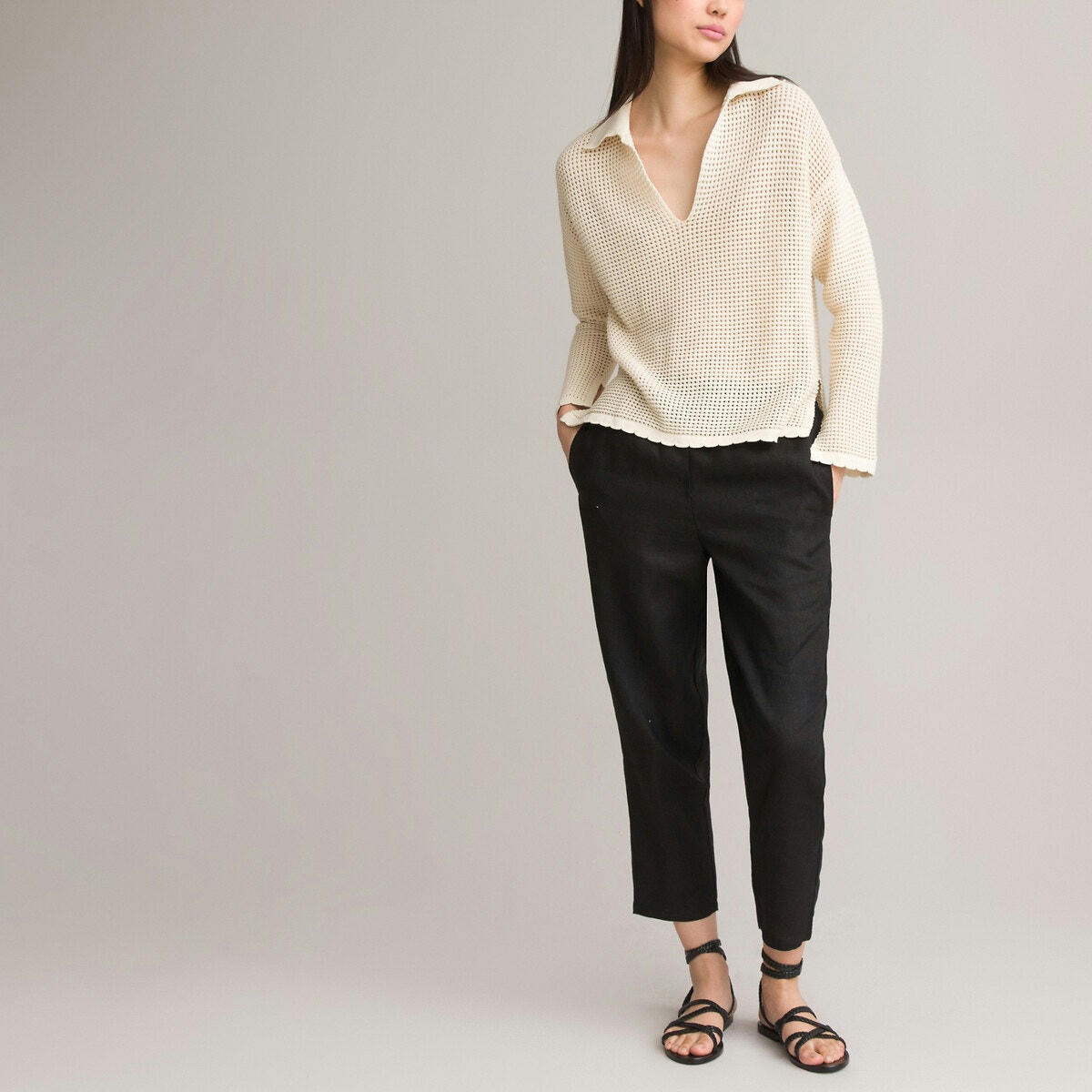 Pantalon jogger, en pur lin