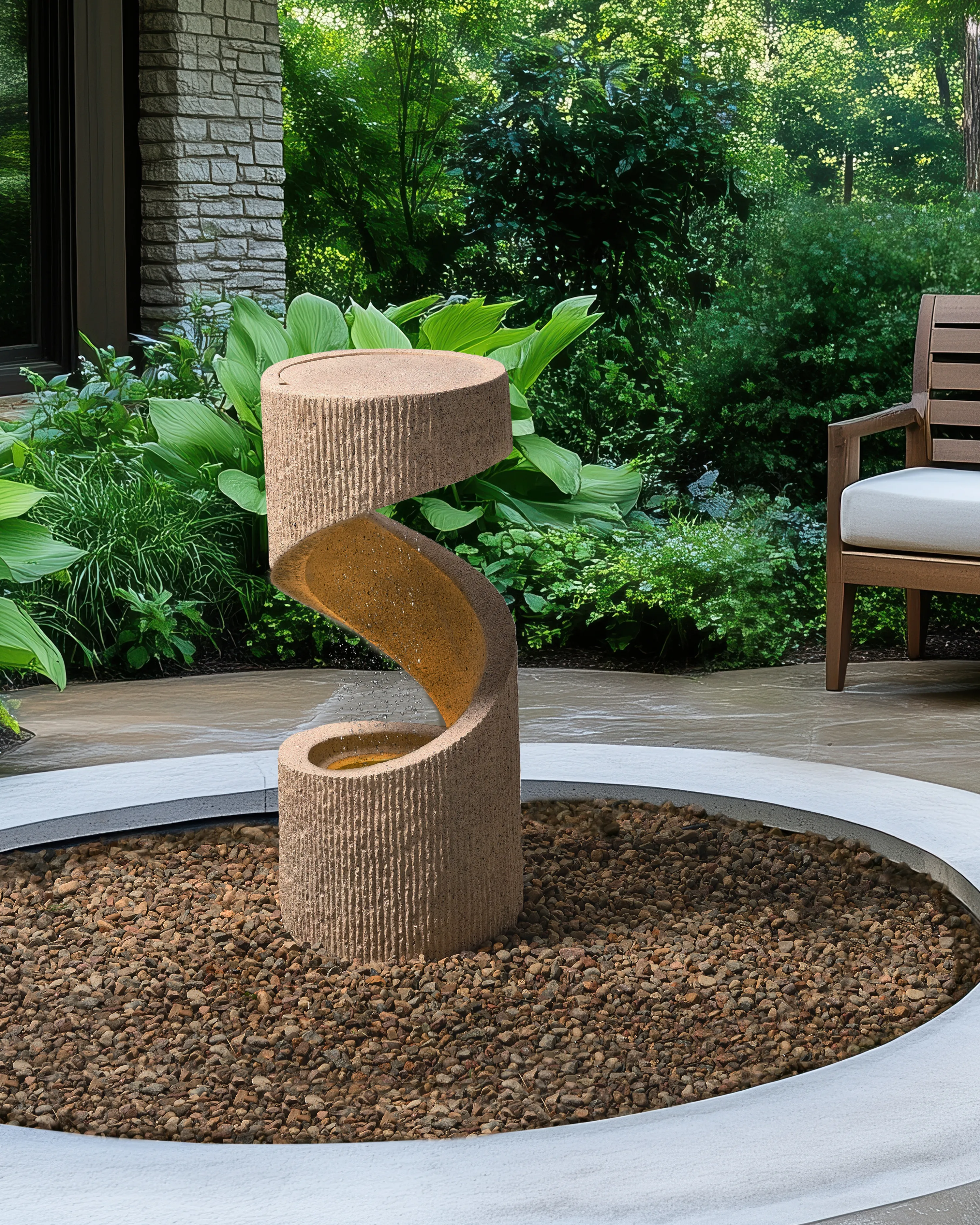 Garden Water Feature WINX LED Beige