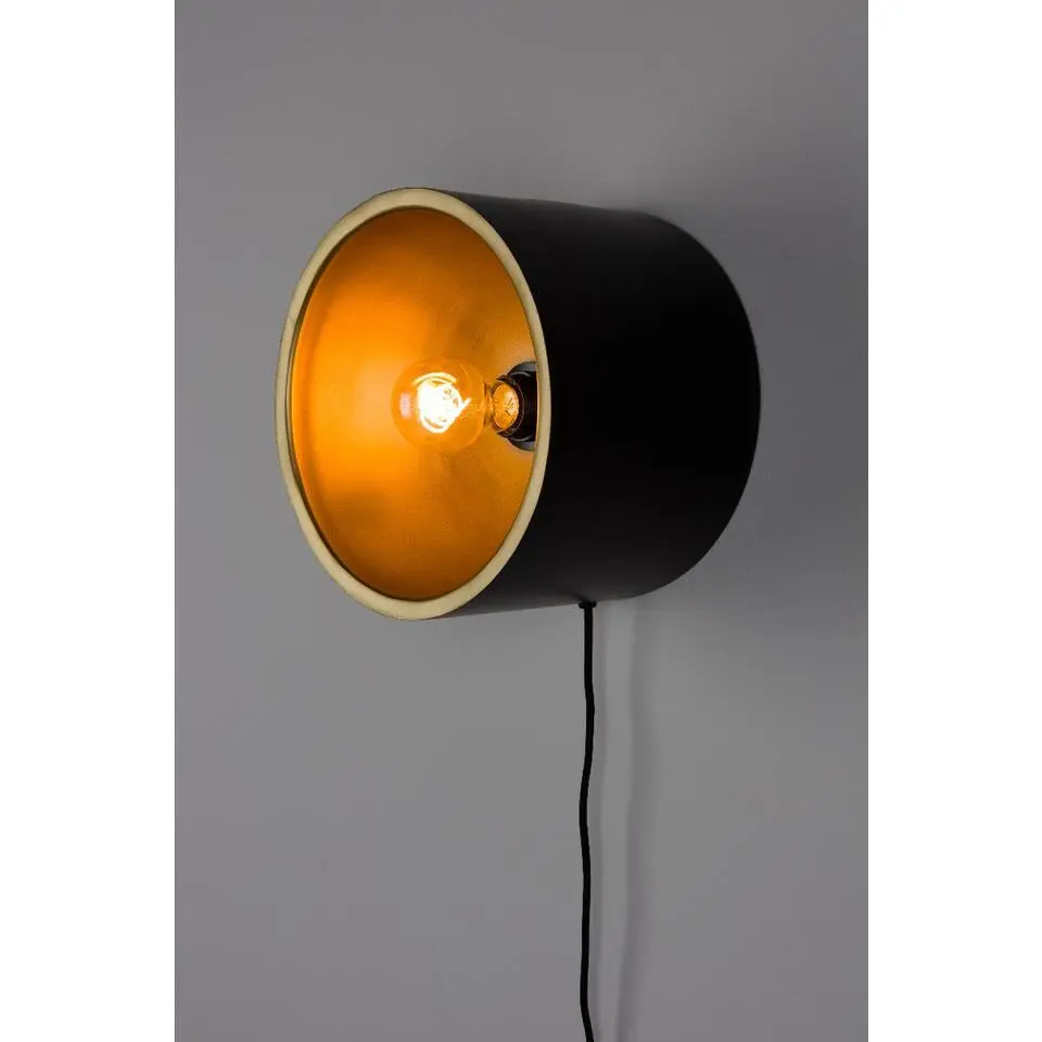 Puur - Dudley wandlamp rond M - zwart/goud