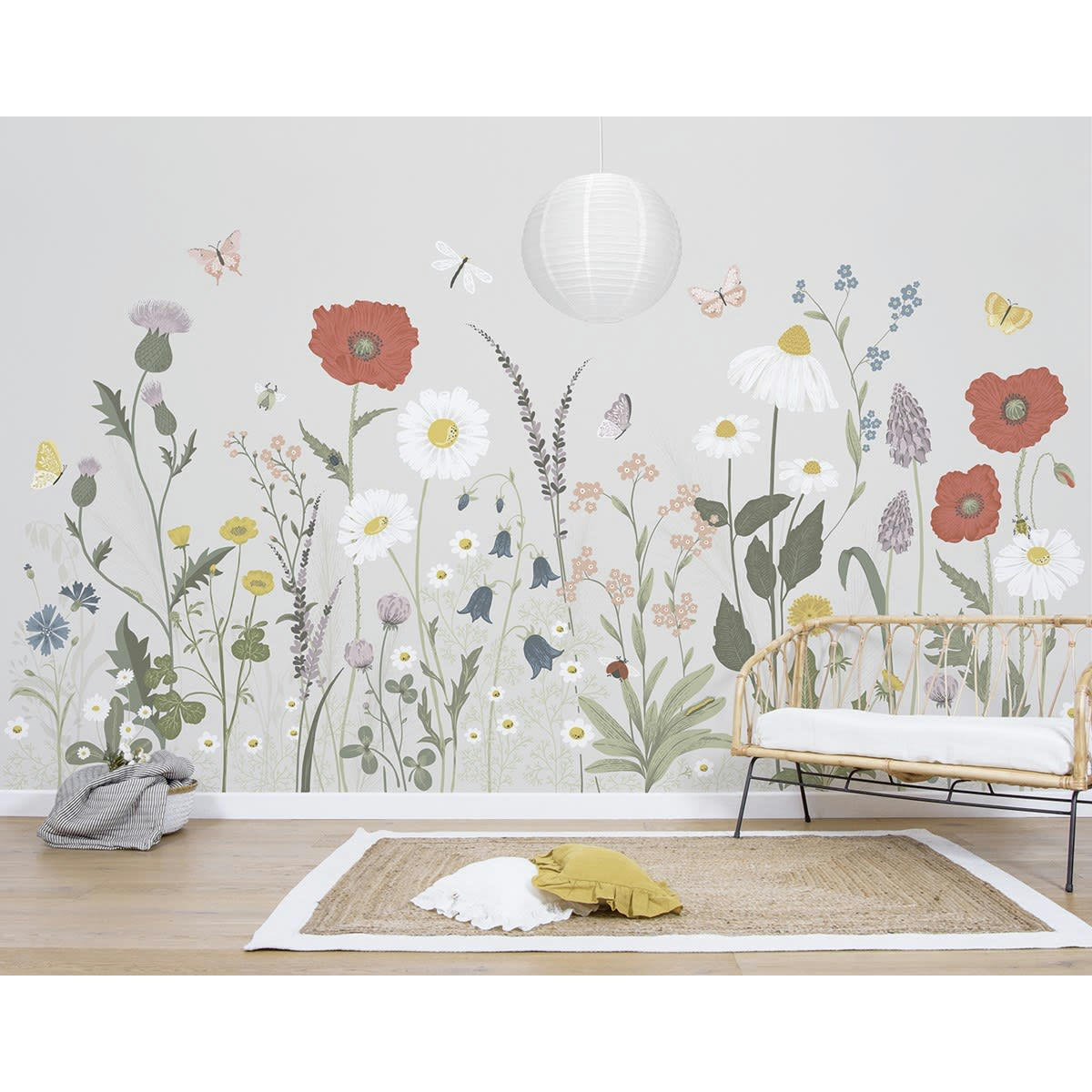 COUNTRY SIDE - Papier peint panoramique fleur sauvage multicolore 4m x 2,48 m