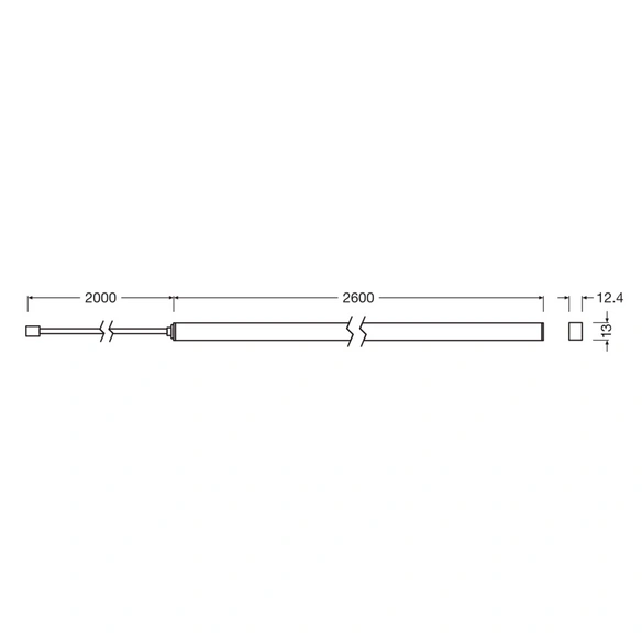 LED-Streifen, LxBxH: 260x1,24x1,3 cm, dimmbar, warmweiß, mattschwarz