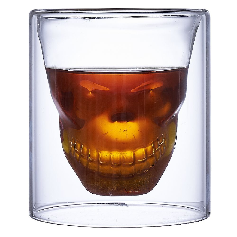 Verre double paroi Halloween tête de mort 25cl