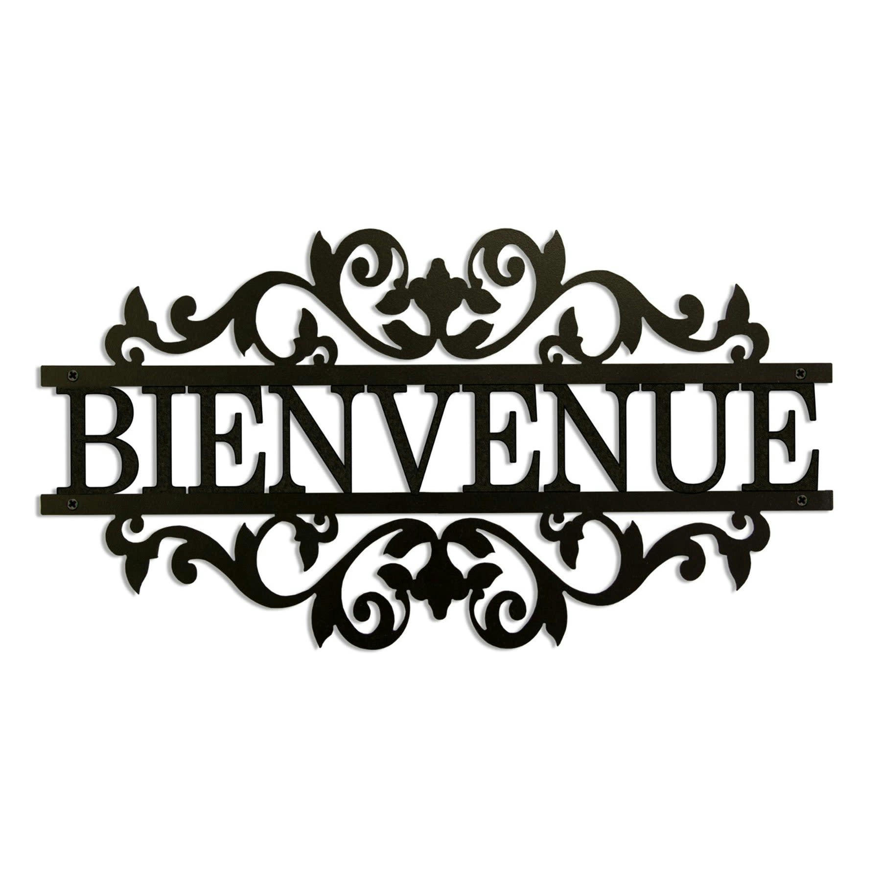 - Déco murale binvenue en métal noir 35x18 cm