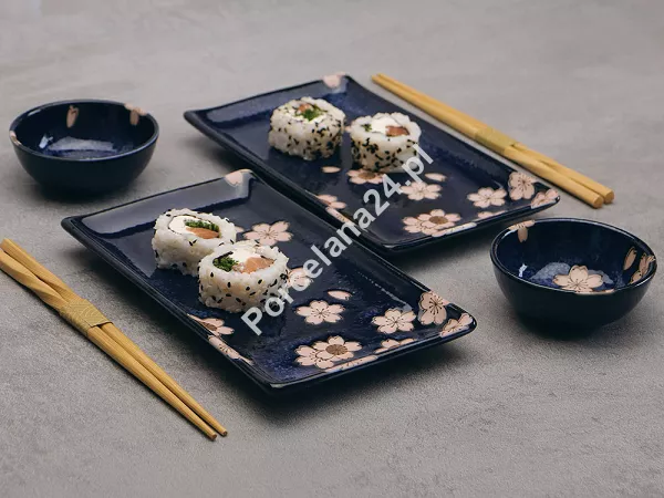Zestaw do sushi dla 2 osób (4 el.) z pałeczkami Tokyo Design Studio - Sakura Navy 33759