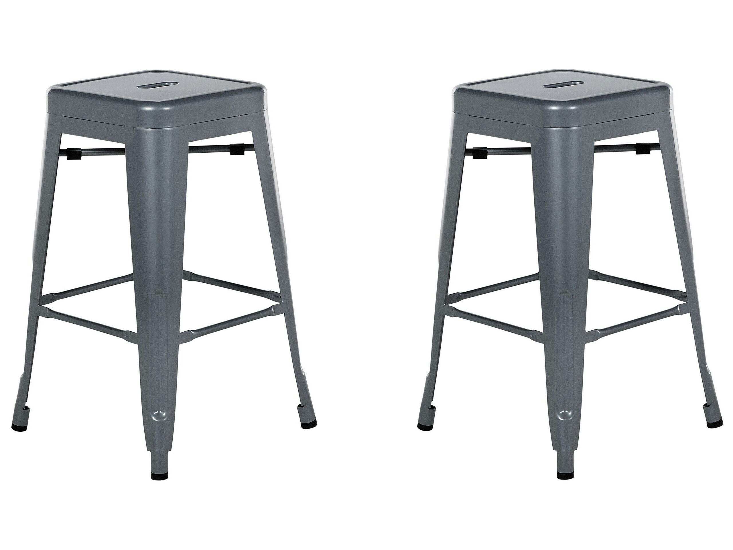 CABRILLO - Lot de 2 tabourets gris de 60 cm