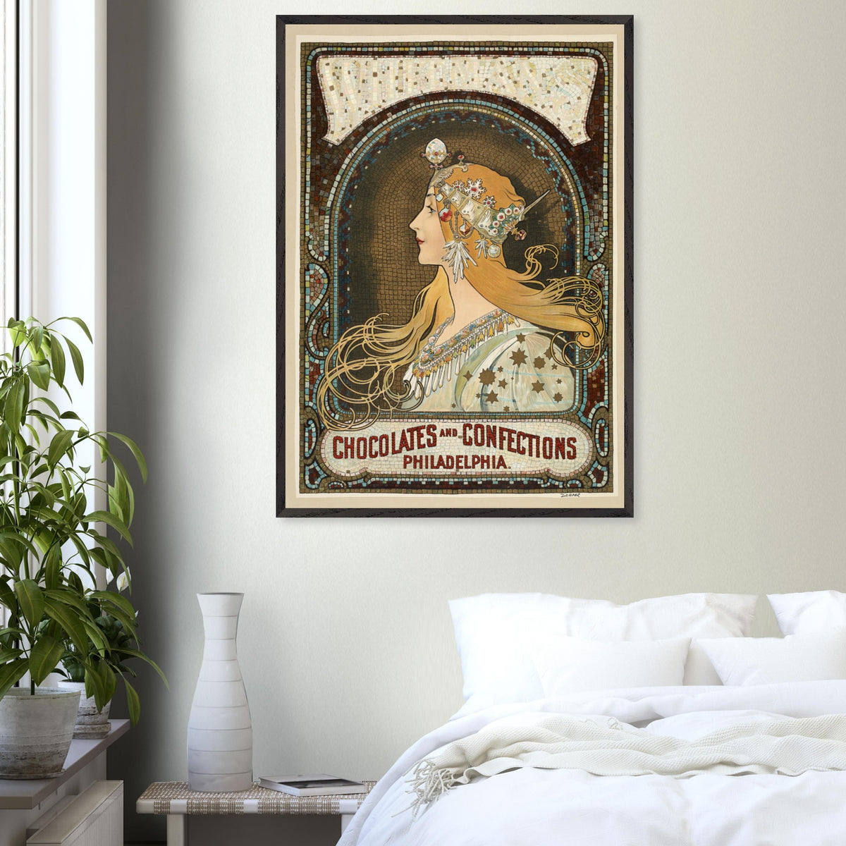 Artfulprints Poster Alphonse Mucha - Chocolates and confections Philadelphia  - 70x100 cm - Bruin